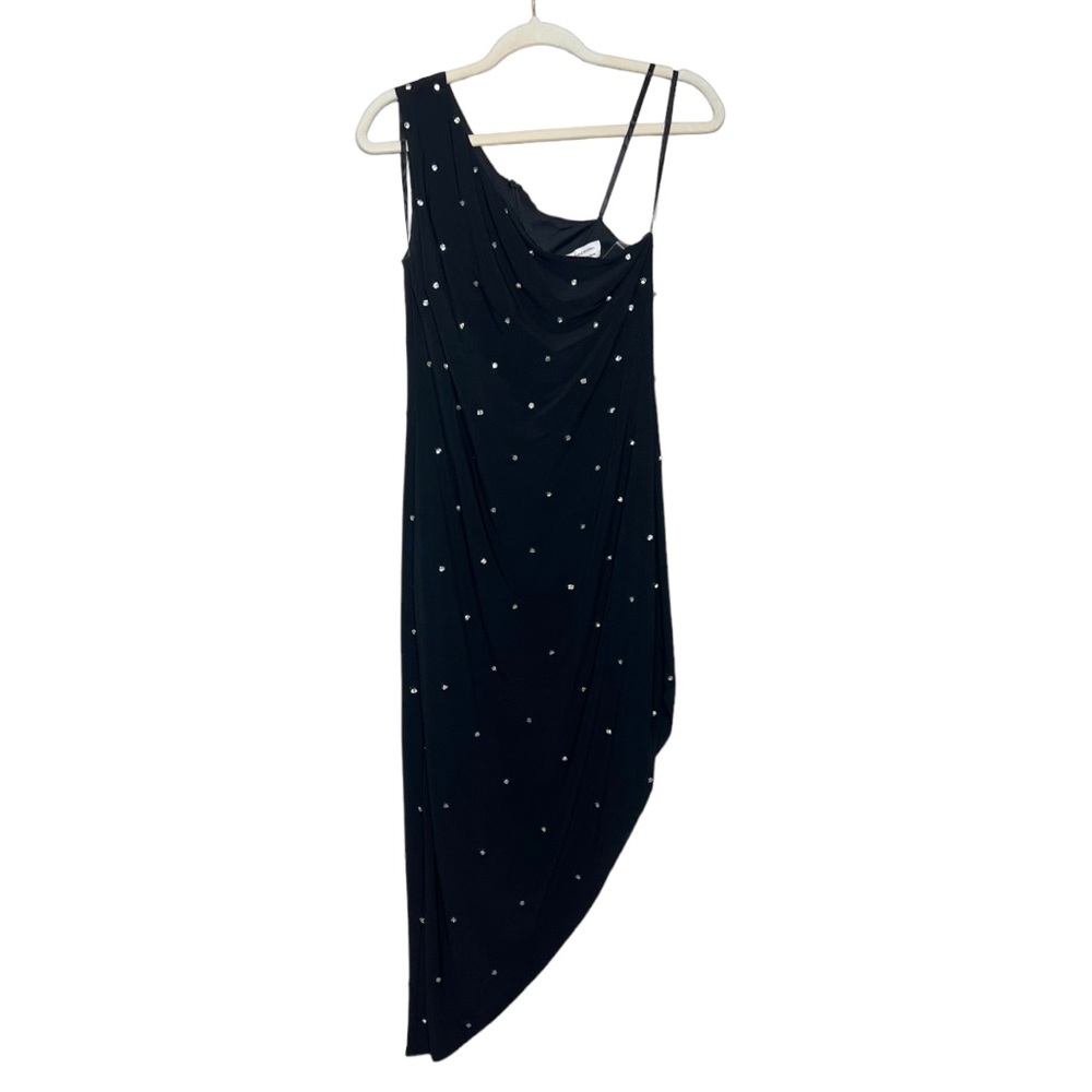 NWOT MAC DUGGAL Ieena Asymmetric Rhinestone Embellished Midi-Dress. Size 4 - Picture 5 of 11